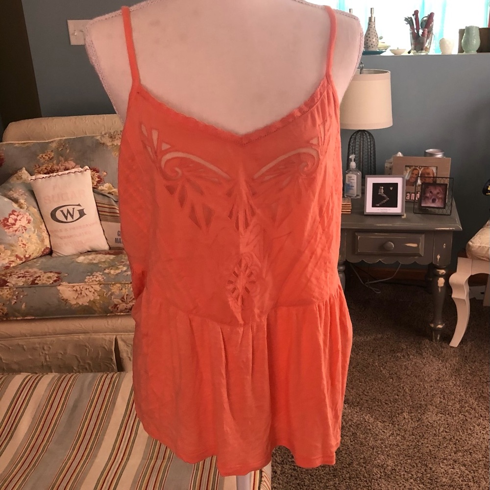 Strappy coral/orange tank
